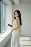  Áo sơ mi nữ thô gió dáng suông bom gấu cổ bẻ 