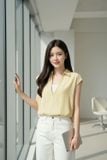  Áo sơ mi nữ thô gió dáng suông bom gấu cổ bẻ 