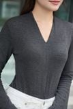  Áo nữ vải nỉ tăm lông cừu dáng dài tay cổ V leo 