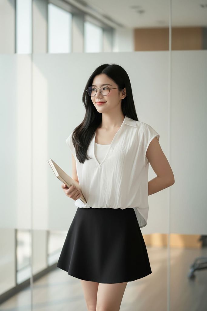  Áo sơ mi nữ thô gió dáng suông bom gấu cổ bẻ 