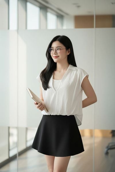  Áo sơ mi nữ thô gió dáng suông bom gấu cổ bẻ 