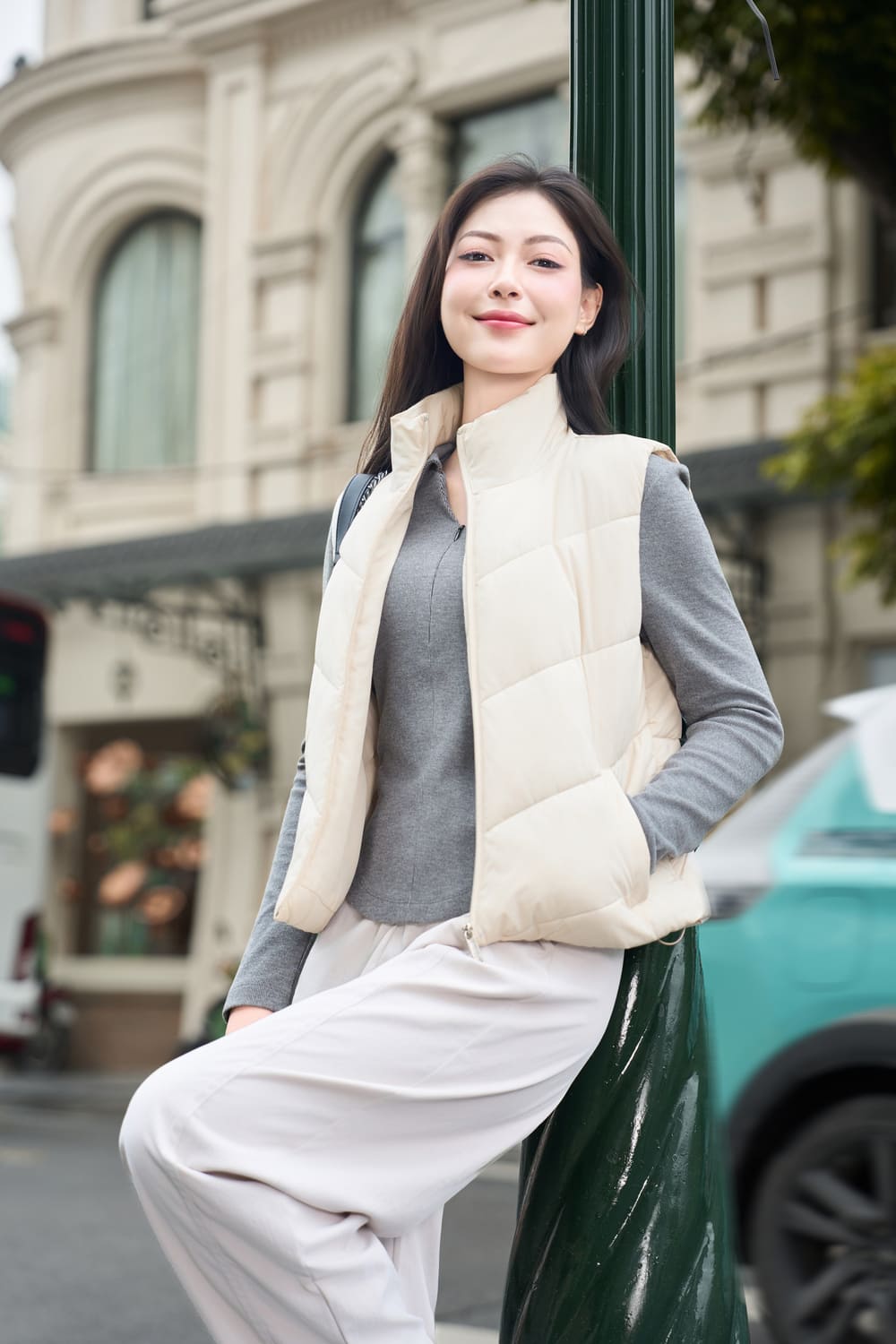 Áo phao gile sành điệu, layer đa phong cách