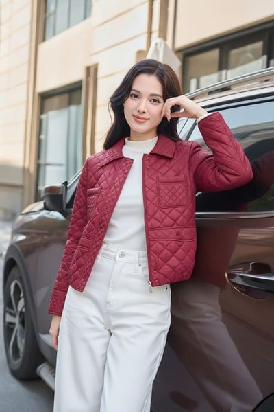  Áo phao nữ Crystal vải gió cao cấp chần trám lõi bông siêu nhẹ 