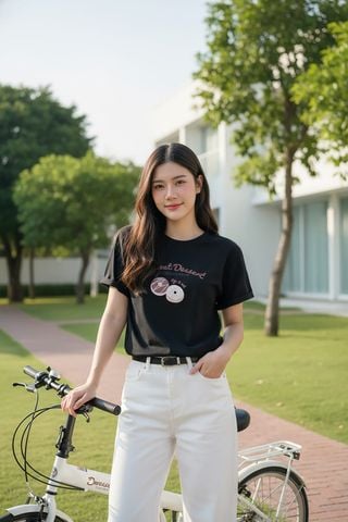 Áo Cotton tay cộc cổ tròn vai trễ in hình Sweet Dessert