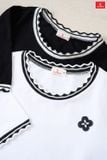  Áo phông nữ cotton tay cộc cổ tròn phối viền sóng 