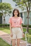  Áo Cotton tay cộc cổ tròn vai trễ in hình Sweet Dessert 