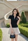  Áo cotton zip cộc tay cổ bẻ phối gấu 