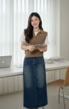  Áo Cotton tay cộc giả 2 lớp cổ bẻ thêu chữ ngực 