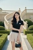  Áo cotton zip cộc tay cổ bẻ phối gấu 