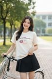  Áo Cotton tay cộc cổ tròn vai trễ in hình Sweet Dessert 