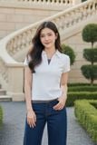  Áo cotton zip cộc tay cổ bẻ phối gấu 