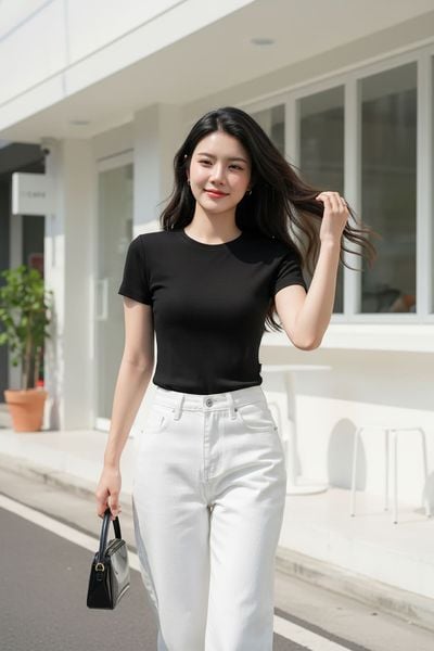  Áo Cotton Zip tay cộc cổ tròn trơn dáng Basic 
