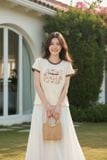  Áo phông Cotton tay cộc cổ tròn viền phối họa tiết Summer 