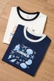  Áo phông Cotton tay cộc cổ tròn viền phối họa tiết Summer 