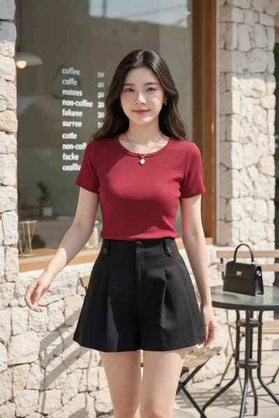  Áo thun nữ tăm lạnh cổ tròn basic tay cộc 