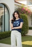  Áo phông Cotton tay cộc cổ tròn viền phối họa tiết Summer 