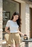  Áo thun nữ tăm lạnh cổ tròn basic tay cộc 