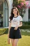  Áo phông Cotton tay cộc cổ tròn viền phối họa tiết Summer 