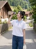  Áo Polo Cotton tay cộc phối cổ viền ren kẻ sọc 