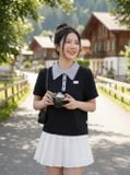  Áo Polo Cotton tay cộc phối cổ viền ren kẻ sọc 