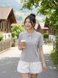  Áo Polo Cotton tay cộc phối cổ viền ren kẻ sọc 