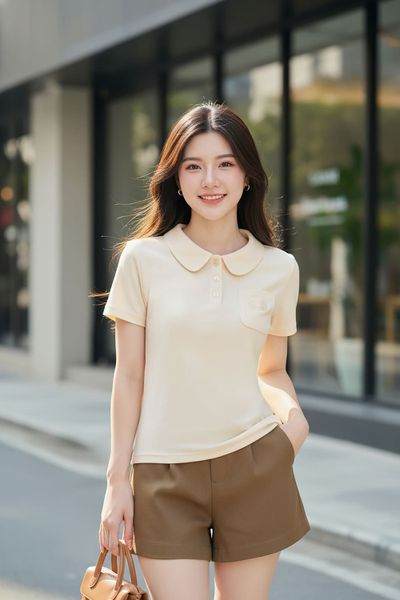  Áo Polo Cotton Zip tay cộc cổ sen túi ngực Classic 