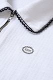  Áo Polo Cotton tổ ong tay liền chun gấu phối khóa cổ 