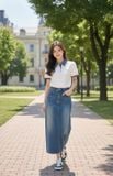  Áo polo cotton phối cổ kẻ tay cộc vai bồng 