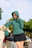  Áo chống nắng nữ 2 lớp vải sợi lạnh dáng lửng thắt eo cản UV 
