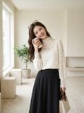  Áo ren dài tay cổ cao vai bồng 