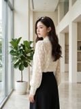  Áo ren dài tay cổ cao vai bồng 