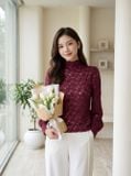  Áo ren dài tay cổ cao vai bồng 