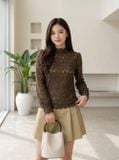  Áo ren dài tay cổ cao vai bồng 