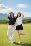  Áo ren tay cộc cổ tròn phối viền in chữ 