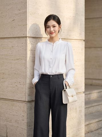 Áo sơ mi vai bồng cổ bèo