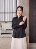  Áo sơ mi lụa tuyết nẹp giấu khuy 
