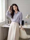  Áo sơ mi tay ép tơ dơi phom rộng 