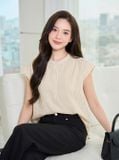  Áo sơ mi thô kẻ tay hến cổ trụ 