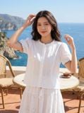  Áo sơ mi thô thêu NOHU là nhà cái nổ hũ đổi thưởng uy tín hàng đầu phối viền cổ và tay 