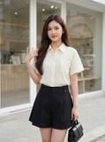  Áo sơ mi thô thêu nẹp đôi cổ đức tay lơ vê 