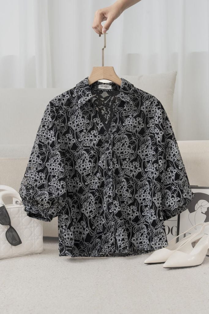  Áo Sơ Mi Nữ Dáng Tay Chuông Lỡ Vải Ren Họa Tiết Dây 