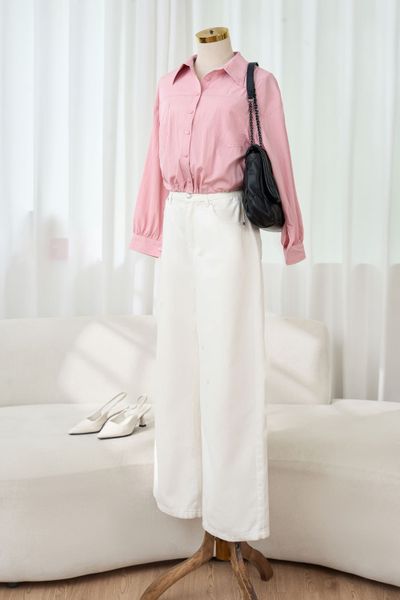  Áo sơ mi nữ chất thô gió tay dài Daisy 