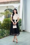  Áo Kiểu Nữ Younger by Cardina Dáng Tay Liền Vải Lụa Satin Chấm Bi Giả Khăn 