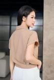  Áo sơ mi nữ thô tuyết tay liền cổ đức gấu bo 