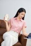  Áo sơ mi nữ vải thô gió cổ đức tay chờm phối lưng thêu hoa 