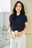  Áo sợi cotton tay cộc cổ đức phối viền gấu 