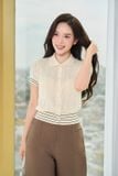  Áo sợi cotton tay cộc cổ đức phối viền gấu 