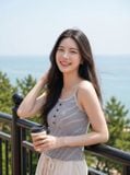  Áo tăm kẻ hai dây phối cúc cổ 