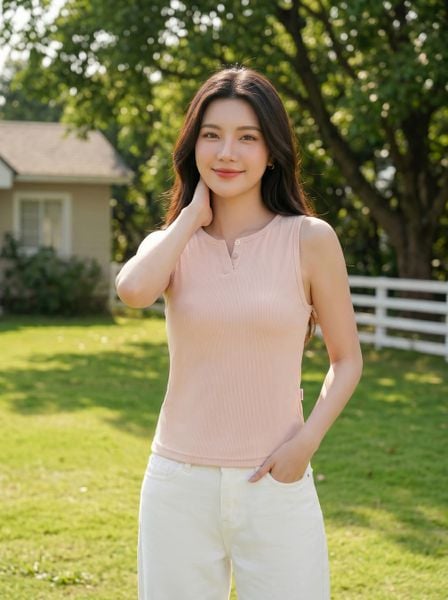  Áo sát nách cổ trụ V 