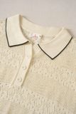  Áo sợi cotton tay cộc cổ sen phối viền bo gấu 